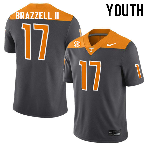 Youth #17 Chris Brazzell II Tennessee Volunteers College Football Jerseys Stitched-Anthracite